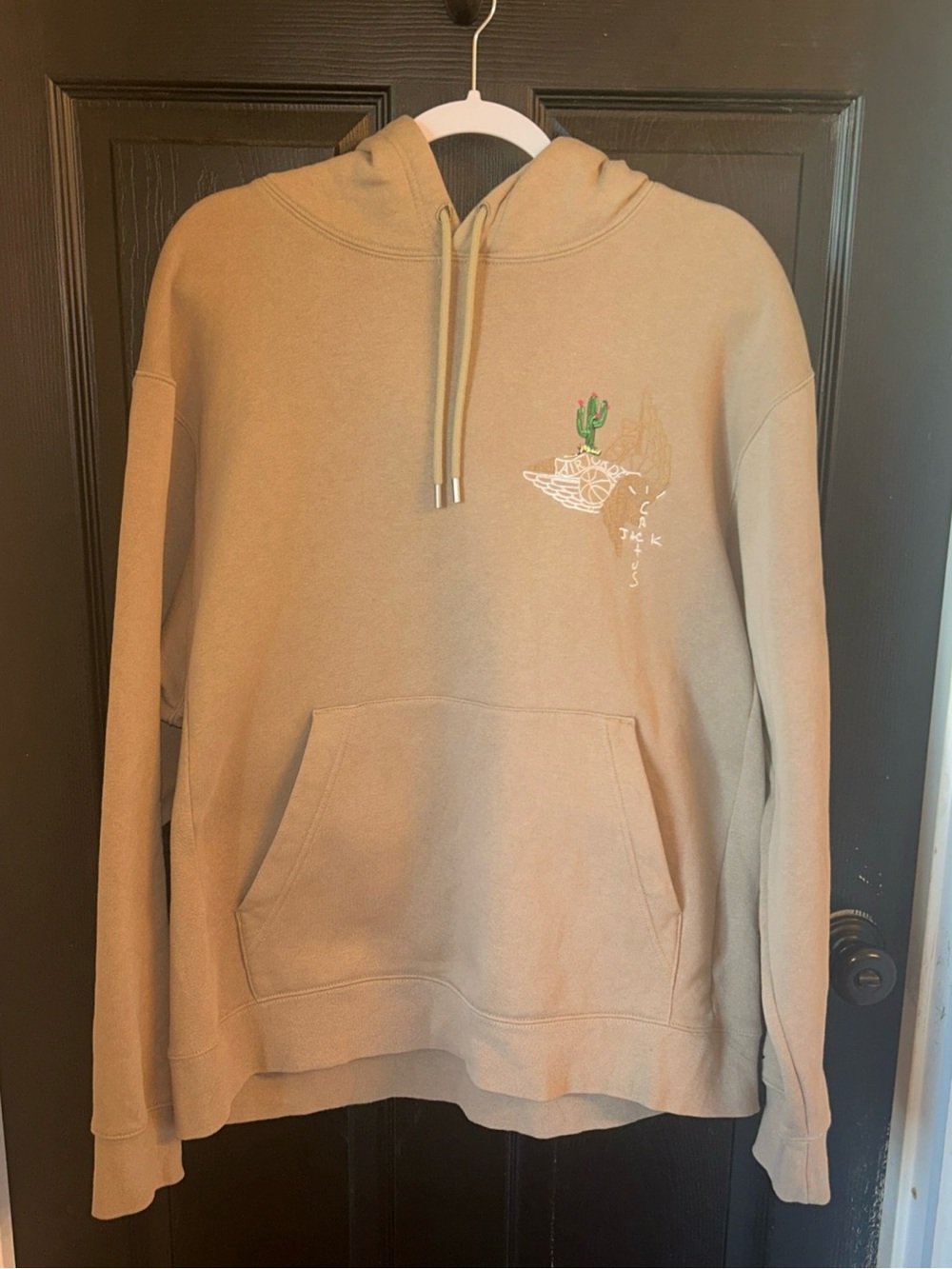 Jordan Travis Scott Cactus Jack Beige Hoodie with Red Jumpman Logo